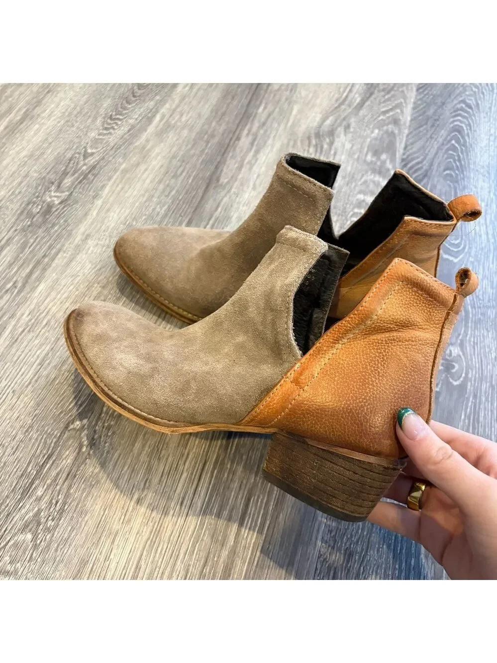 Diba Suede Ankle Booties in Taupe Size 9.5